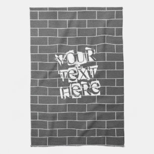 personalized Text Kitchen Towel Brick Wall Design