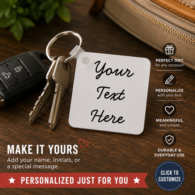 Personalized Text Minimal Black Script Name Design Keychain (Creator Uploaded)