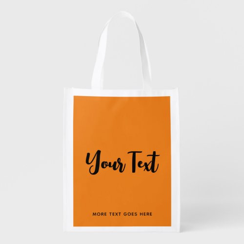 Personalized Text Modern Design Elegant Orange Grocery Bag