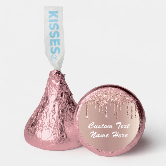 Personalized Text Name Rose Gold Glitter Your Gift Hershey®'s Kisses® (Front)