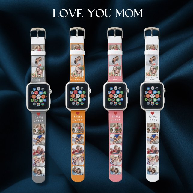 Personalized Text Names 8 Photo Apple Watch Strap  (Cherish your family memories every moment with our custom Apple Watch band)