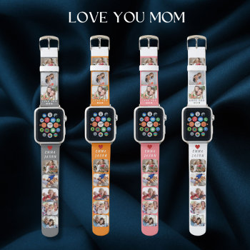 Personalized Text Names 8 Photo Apple Watch Strap by SnowySecrets at Zazzle