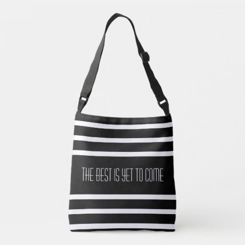 Personalized Text on Black  White Stripes Crossbody Bag