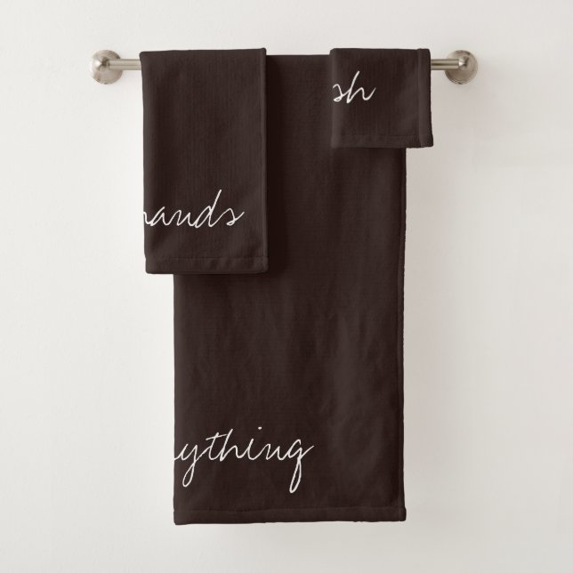 Personalized Text on Dark Chocolate Bath Towel Set (Insitu)