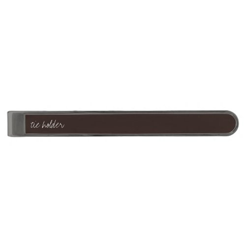 Personalized Text on Dark Chocolate Gunmetal Finish Tie Bar