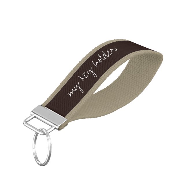 Personalized Text on Dark Chocolate Wrist Keychain (Angled Down)