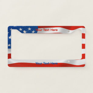 Personalized Text Patriotic USA American Flag License Plate Frame