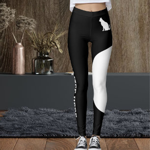 Personalized Text Pet Black And White Cute Cat Mom Leggings