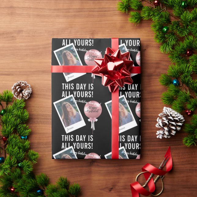 Personalized Text & Photo Bestfriend's Birthday  Wrapping Paper (Holiday Gift)