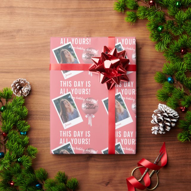 Personalized Text & Photo Bestfriend's Birthday Wrapping Paper (Holiday Gift)