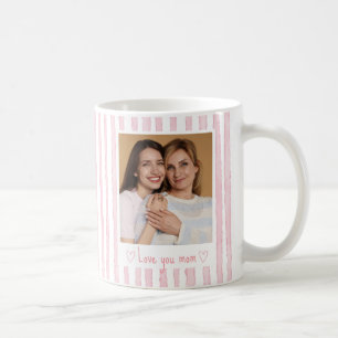 Personalized Text Photo Pink Stripes Coquette Coffee Mug