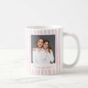 Personalized Text Photo Pink Stripes Coquette Coffee Mug