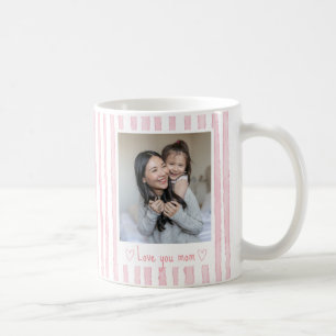 Personalized Text Photo Pink Stripes Coquette Coffee Mug