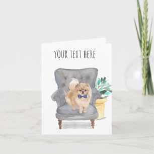 Personalized Text Pomeranian Greeting Card Blue