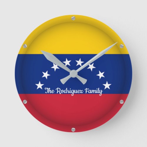 Personalized TEXT Proud Venezuela Flag Country Round Clock