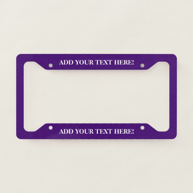 Personalized Text Purple License Plate Frame (Front)