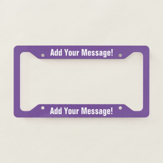 PERSONALIZED TEXT Purple License Plate Frame (Front)