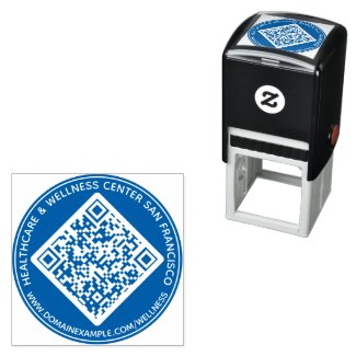 Personalized Text, QR Code and URL Round Self-inking Stamp