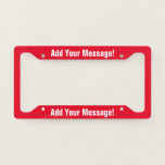 Personalized Text Red License Plate Frame at Zazzle