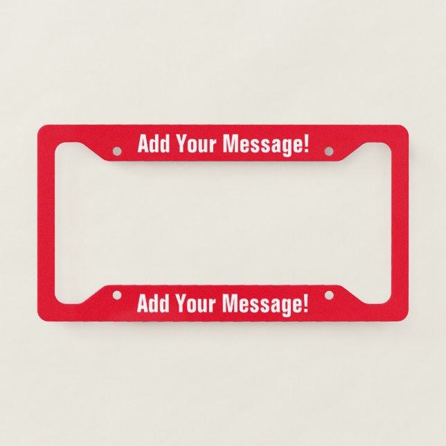 PERSONALIZED TEXT Red License Plate Frame (Front)