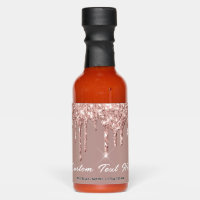 Personalized Text Rose Gold Glitter Hot Sauces