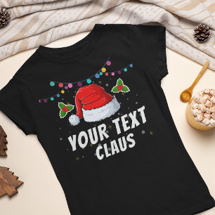 Personalized Text Santa Hat Christmas Holiday T-Shirt