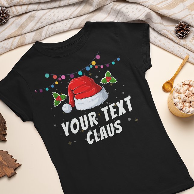 Personalized Text Santa Hat Christmas Holiday T-Shirt (Creator Uploaded)