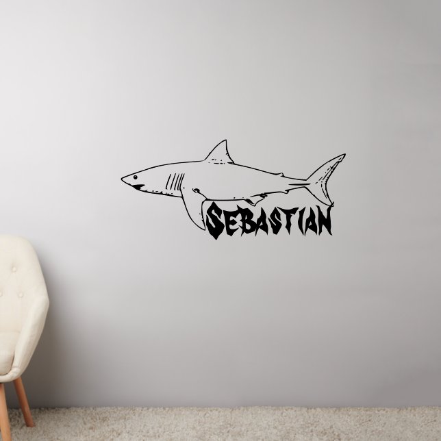 Personalized Text Shark Wall Decal (Living Room 2)