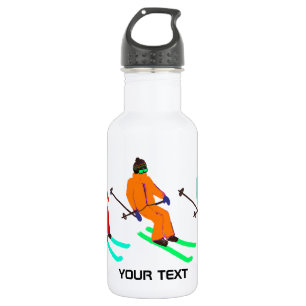 Personalized Text Ski Opening Skier Stainless Steel Water Bottle