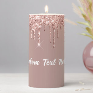 Personalized Text Sparkly Candle Rose Gold Glitter