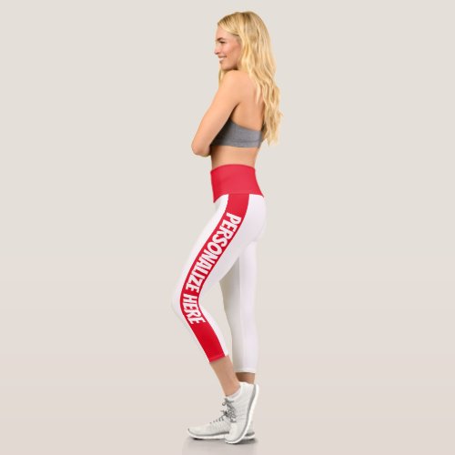 Personalized Text Striped Capri Leggings