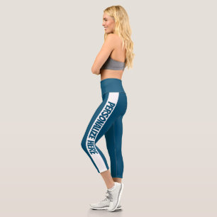 Personalized Text Striped Capri Leggings