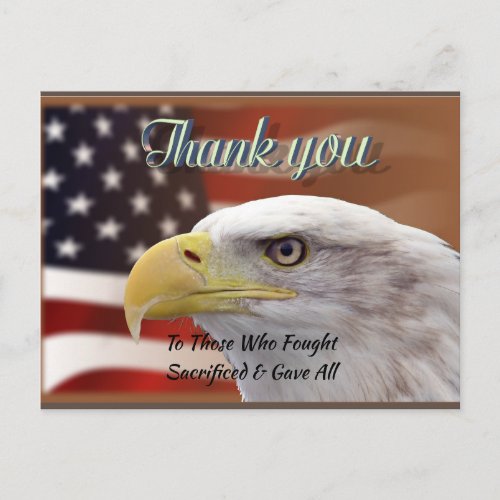 Personalized Text Thank You Patriotic Template Postcard