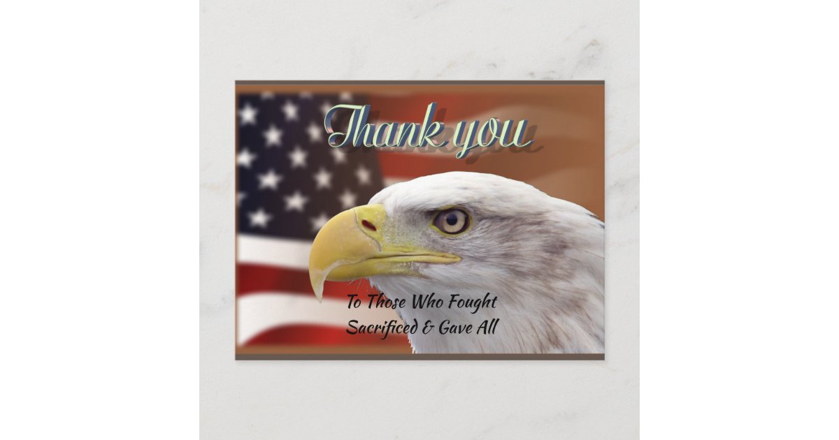 Personalized Text Thank You Patriotic Template Postcard Zazzle