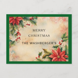 Personalized Text Vintage Holiday Postcard
