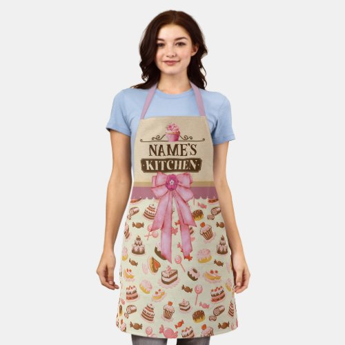 Personalized Text Watercolor Cupcake and Dessert  Apron