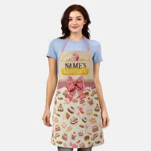Personalized Text, Watercolor Cupcake and Dessert Apron