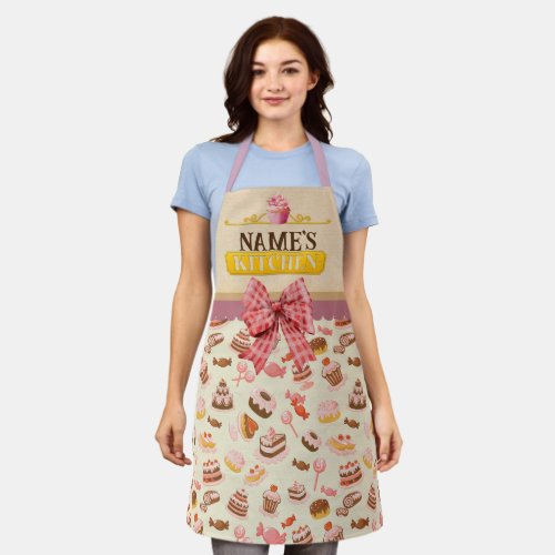 Personalized Text Watercolor Cupcake and Dessert  Apron