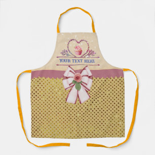 Personalized Text, Watercolor Heart and Cupcake Apron