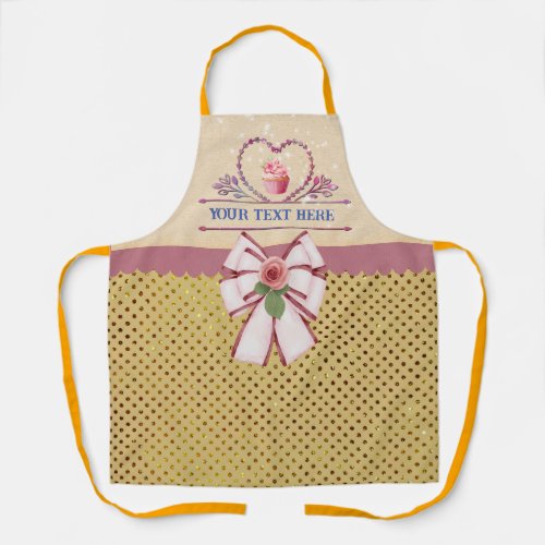 Personalized Text Watercolor Heart and Cupcake Apron