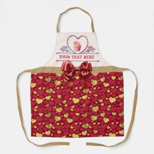 Personalized Text, Watercolor Heart and Cupcake Apron