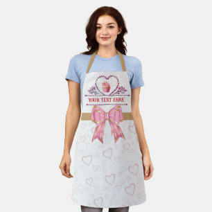 Personalized Text, Watercolor Heart and Cupcake Apron