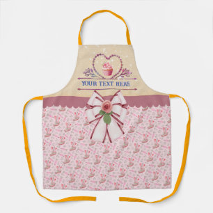 Personalized Text, Watercolor Heart and Cupcake Apron