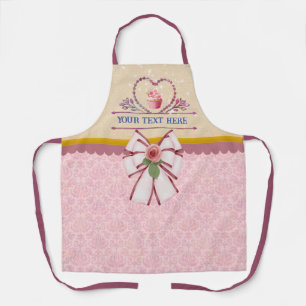 Personalized Text, Watercolor Heart and Cupcake Apron
