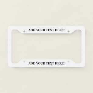 Personalized Text White  License Plate Frame