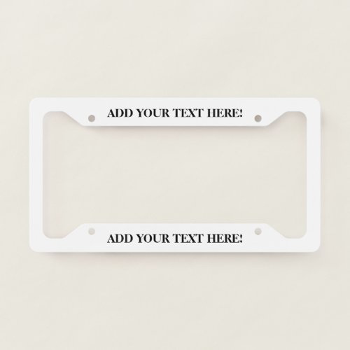 Personalized Text White  License Plate Frame