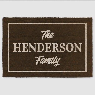 Personalized Text With Border Black Fiber Doormat