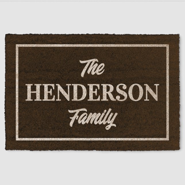 Personalized Text With Border Black Fiber Doormat (Front)