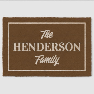 Personalized Text With Border Rustic Brown Fiber Doormat