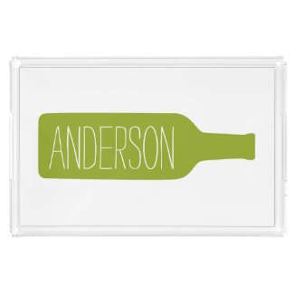 Personalized Text with Bottle Illustration Acrylic Tray